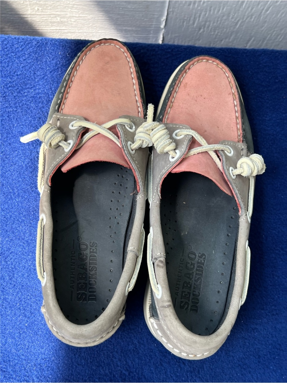 Sebago Two-Tone Suede Boat Shoes — Pink & Gray